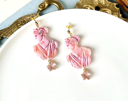 Greek Goddess Clay Earrings, Artemis