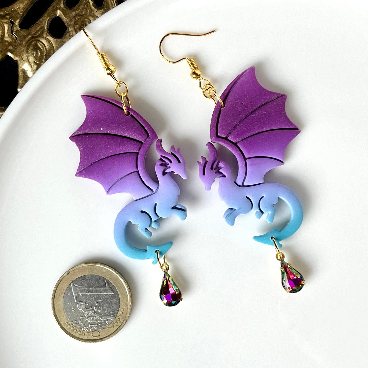 Dragon Earrings, Polymer Clay Dragons, Gradient, Fantasy Tales Earrings, Dragon Gifts for Her, Fantasy Gifts, Dragon Gifts for Her