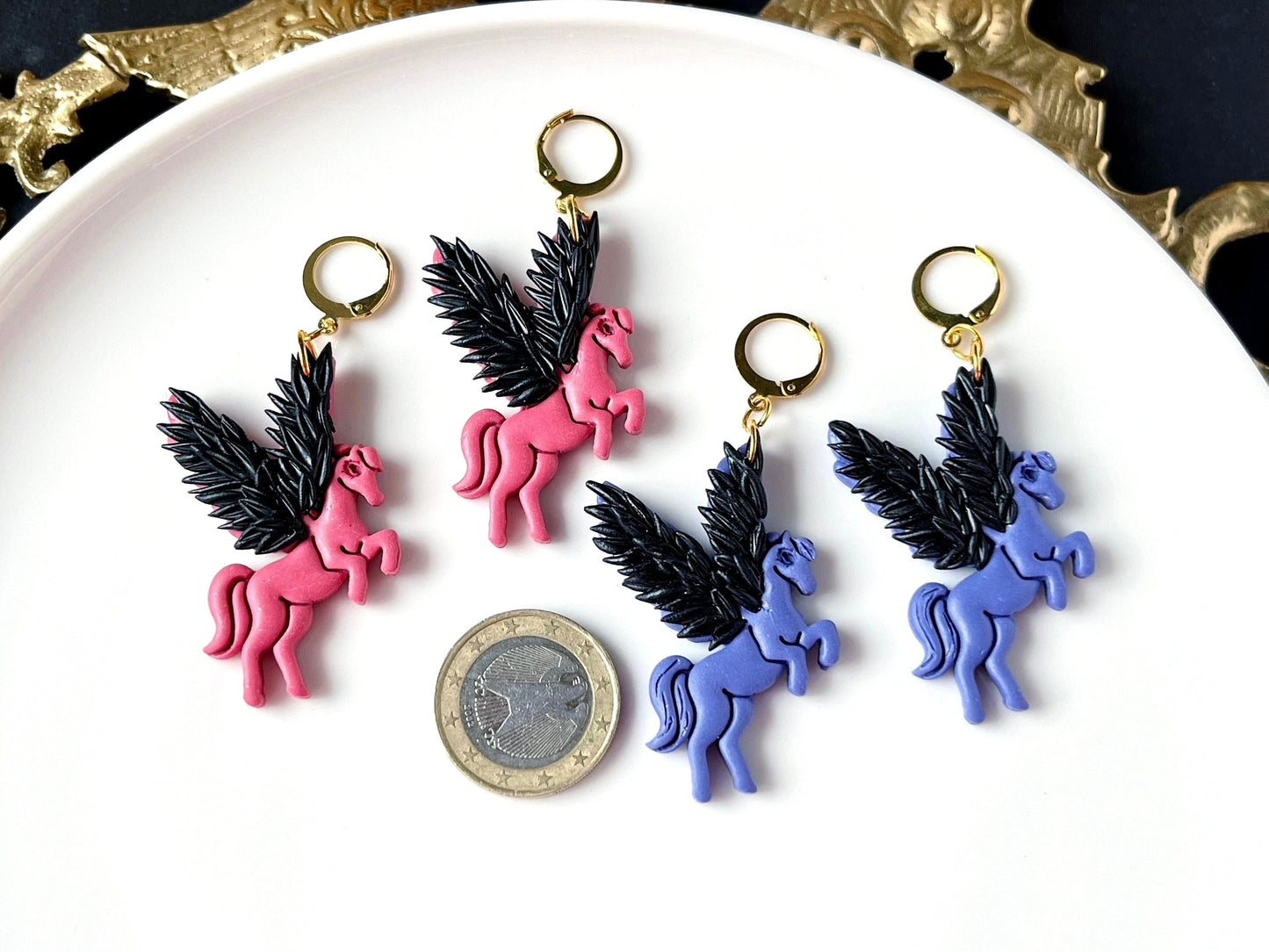 Horse Pegasus Earrings, Polymer Clay Jewelry, Greek Horse, Greek Mythology, Mythology Gifts, Horse Gifts, Gifts for Women, Winged