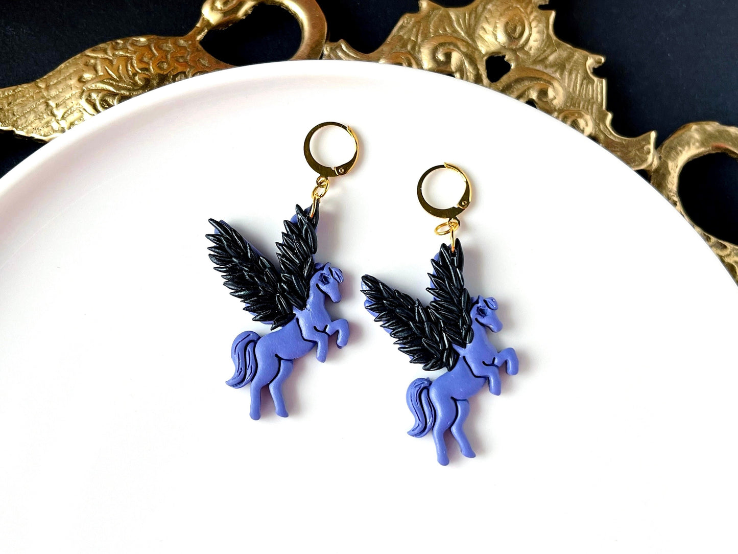 Horse Pegasus Earrings, Polymer Clay Jewelry, Greek Horse, Greek Mythology, Mythology Gifts, Horse Gifts, Gifts for Women, Winged