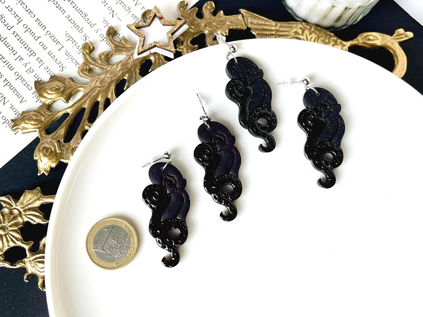 Kraken Earrings Polymer Clay, Tentacles, Sea Creatures, Sea Lover Earrings, Fantasy Jewelry, Greek Mythology, Greek Earrings