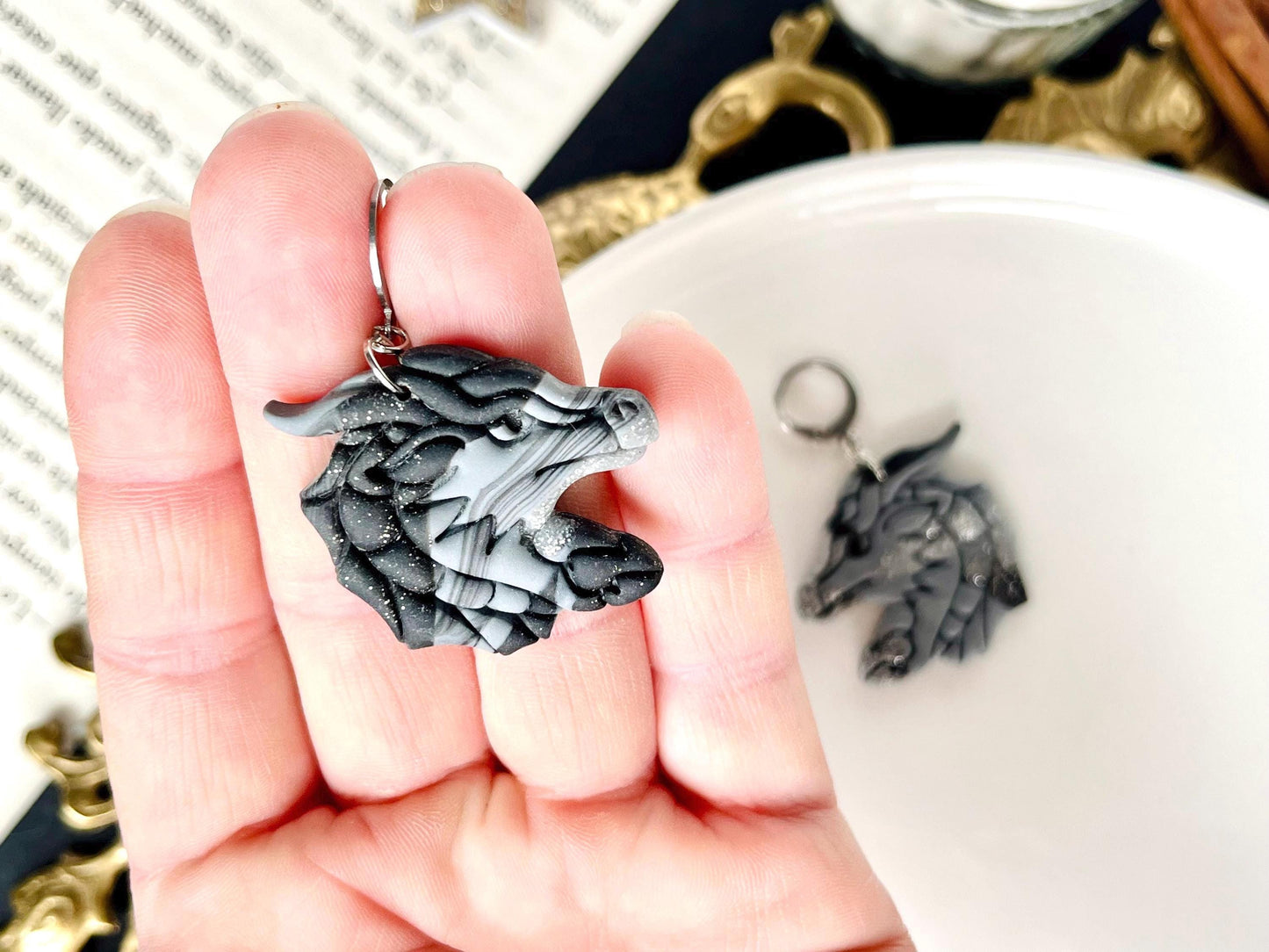 Dragons Head Earrings, Polymer Clay Jewelry, Dragon Earrings, Dragon Gifts, Fantasy Gift for Her, Dragon Girl, Dragon Lover