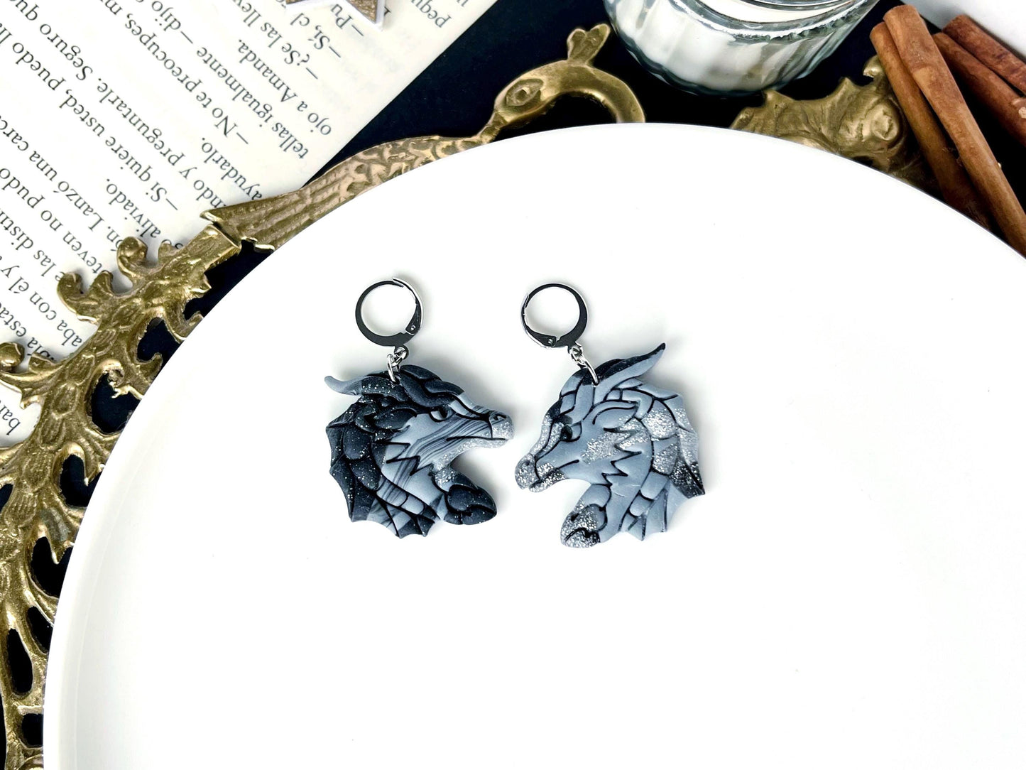 Dragons Head Earrings, Polymer Clay Jewelry, Dragon Earrings, Dragon Gifts, Fantasy Gift for Her, Dragon Girl, Dragon Lover