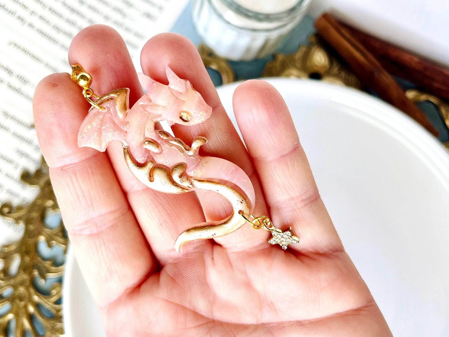 Dragon Earrings Star, Fantasy Earrings, Bookish Jewelry, Fantasy Lover, Dragon Lover, Dragon Gifts for Her, Dragon Jewelry