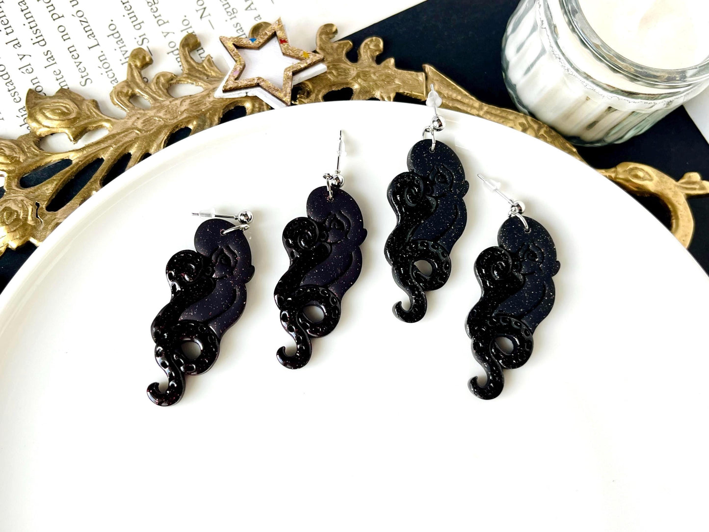 Kraken Earrings Polymer Clay, Tentacles, Sea Creatures, Sea Lover Earrings, Fantasy Jewelry, Greek Mythology, Greek Earrings