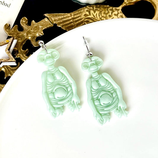 Holographic Alien Earrings, Polymer Clay, UFO Jewelry, Unique Earrings, Martian Earrings, Alien Gift, ET Earrings