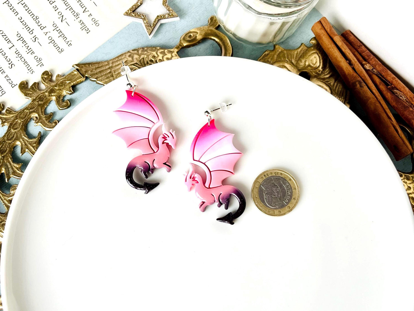 Dragon Earrings, Polymer Clay Dragons, Gradient, Fantasy Tales Earrings, Dragon Gifts for Her, Fantasy Gifts, Dragon Gifts for Her