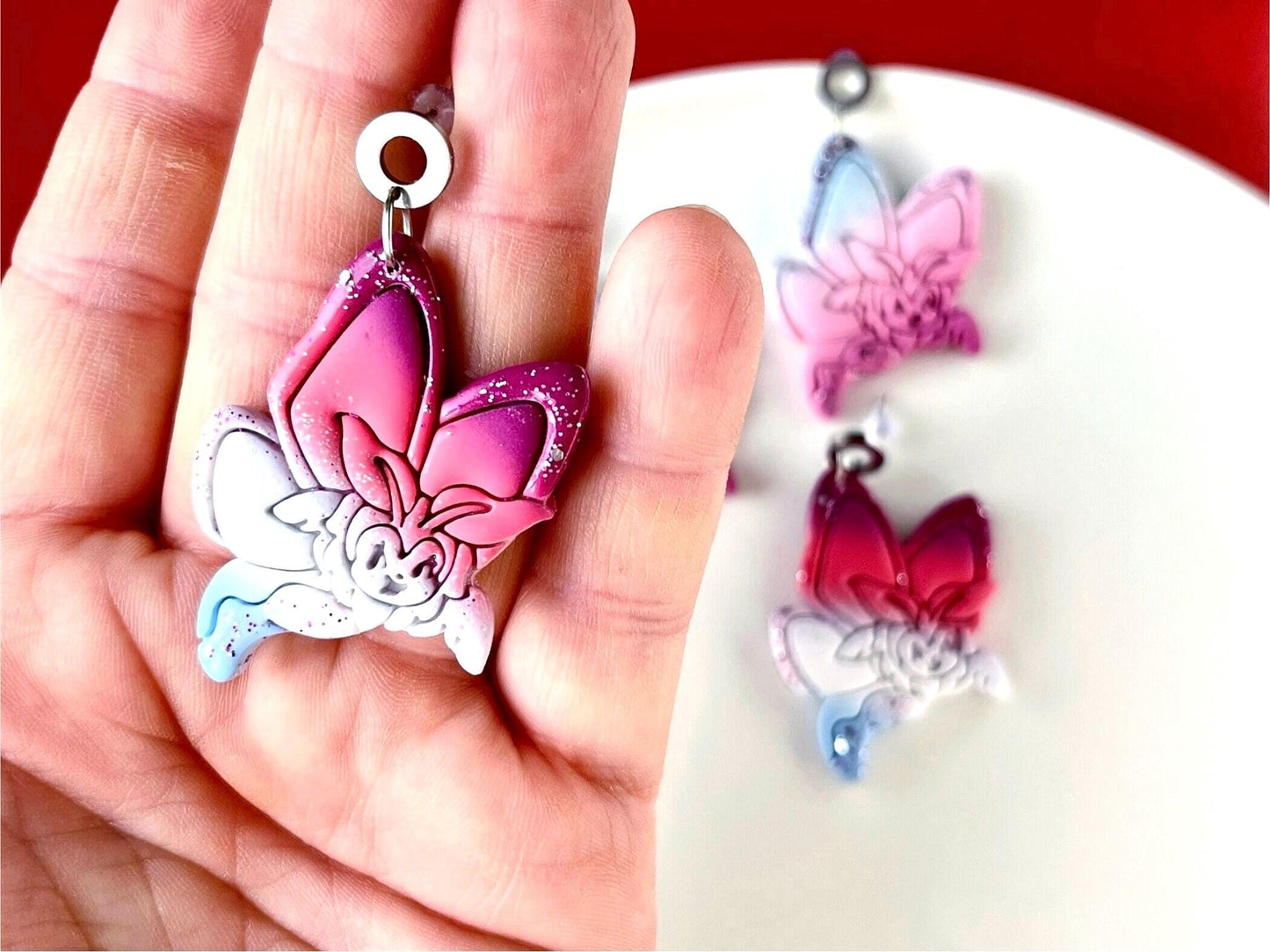 Kewpie Butterfly Earrings, Original Polymer Clay Earrings, Butterflies, Insect, Retro Jewelty, Kitsch, Kewpie Doll Gifts