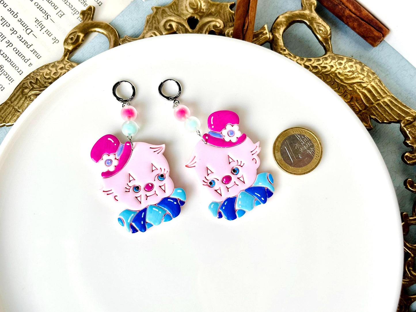 Kewpie Clown Earrings, Polymer Clay Jewelry, Western Fun Earrings, Kewpie Doll, Retro Earrings, Kitsch, Kewpie Gifts