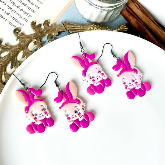 Doll Bunny Kewpie Clay Earrings, Polymer Clay Kewpies, Kitsch Doll Earrings, Retro Baby Jewelry, Kewpie Gifts, Sonny Angel Gift, Bunny Gift