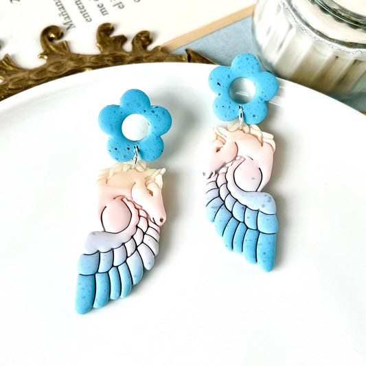 Horse Pegasus Clay Earrings, Greek Mythology, Polymer Clay Jewelry, Unique Gifts, Horse Gifts for Women, Gifts for Horse Owner, Horse Lover