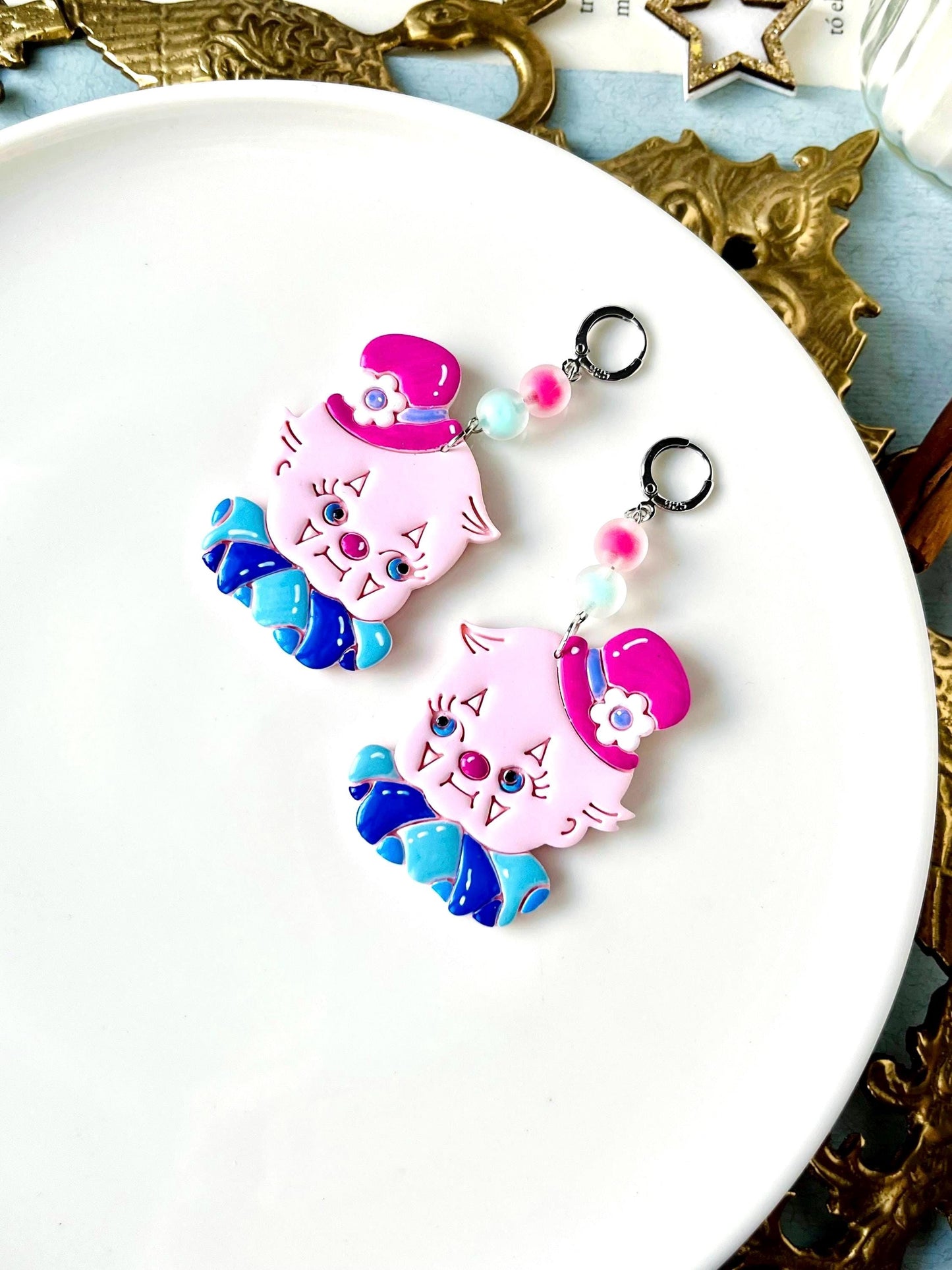 Kewpie Clown Earrings, Polymer Clay Jewelry, Western Fun Earrings, Kewpie Doll, Retro Earrings, Kitsch, Kewpie Gifts